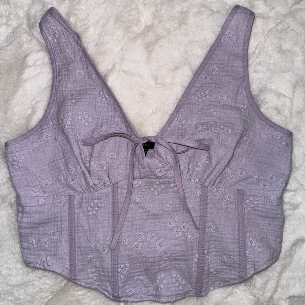 Lavender Eyelet Crop Top